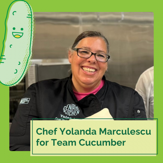 Green graphic of Chef Yolanda