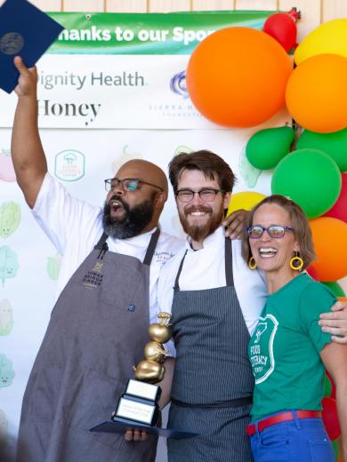 Photo of Chef Aiden (left), Chef Dennis (middle), Amber, CEO (right)